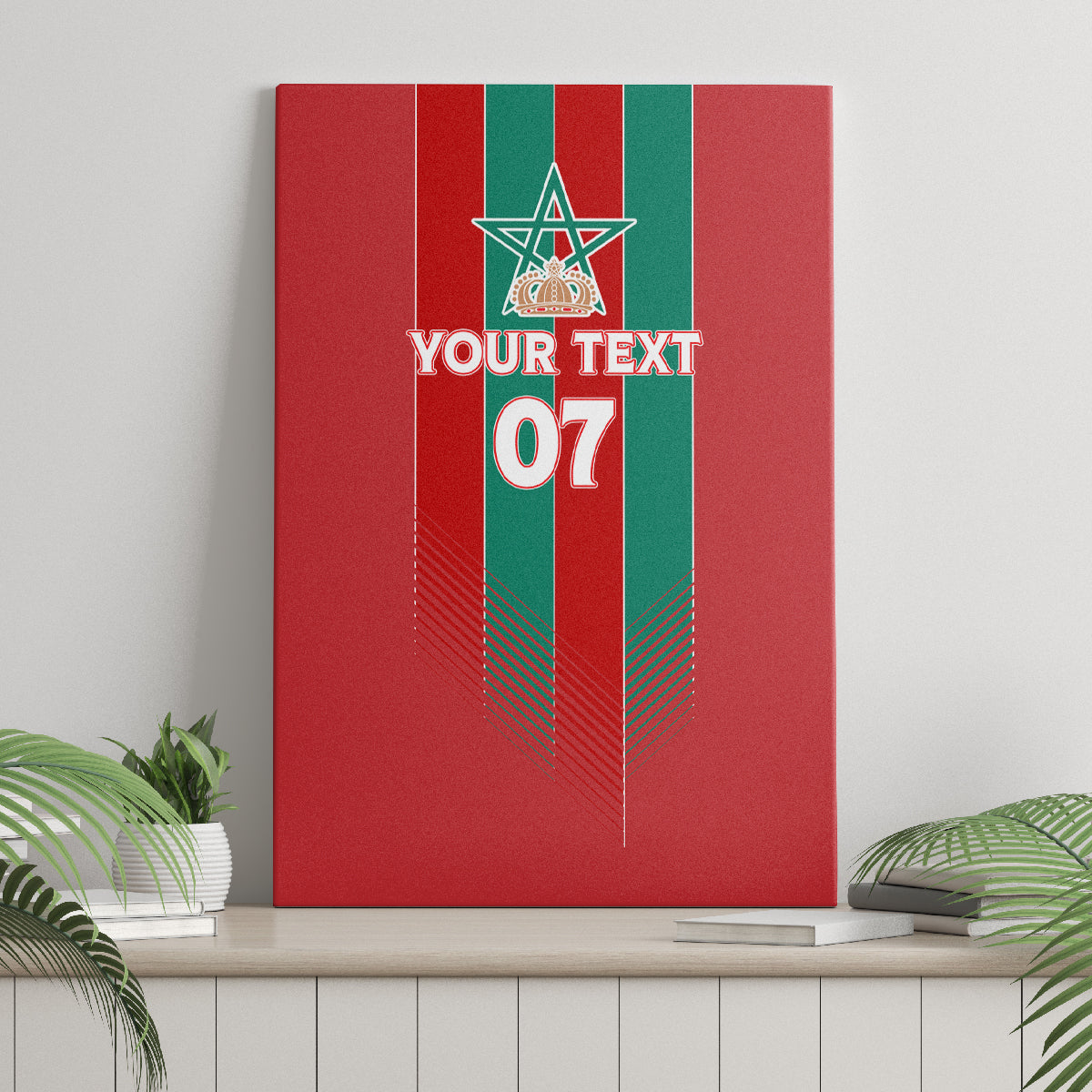 Custom Morocco Football Canvas Wall Art Nations Cup 2024 Atlas Lions LT7 - Wonder Print Shop