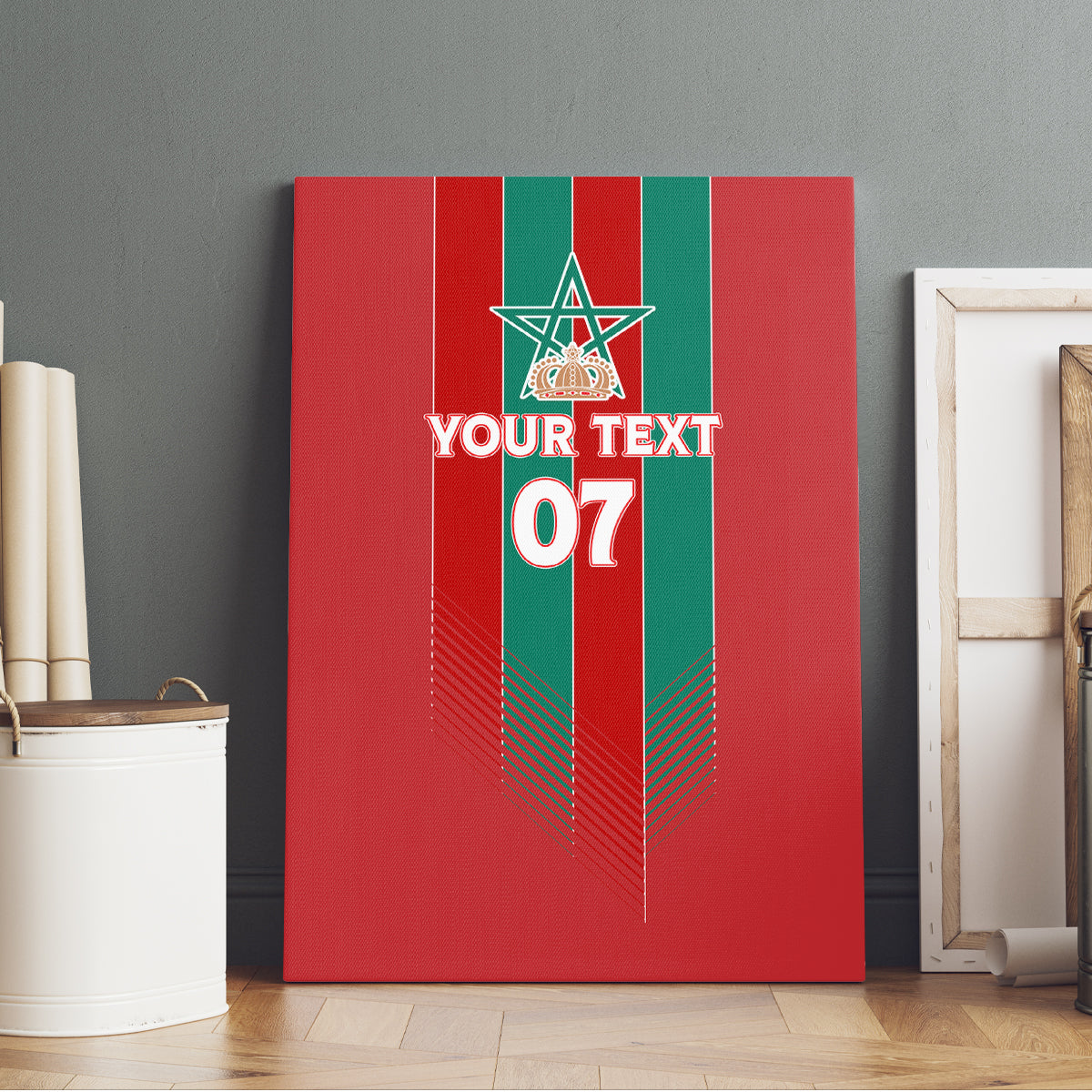 Custom Morocco Football Canvas Wall Art Nations Cup 2024 Atlas Lions LT7 - Wonder Print Shop
