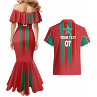 Custom Morocco Football Couples Matching Mermaid Dress and Hawaiian Shirt Nations Cup 2024 Atlas Lions LT7 - Wonder Print Shop