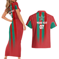 Custom Morocco Football Couples Matching Short Sleeve Bodycon Dress and Hawaiian Shirt Nations Cup 2024 Atlas Lions LT7 - Wonder Print Shop