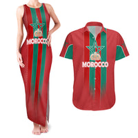 Custom Morocco Football Couples Matching Tank Maxi Dress and Hawaiian Shirt Nations Cup 2024 Atlas Lions LT7 - Wonder Print Shop