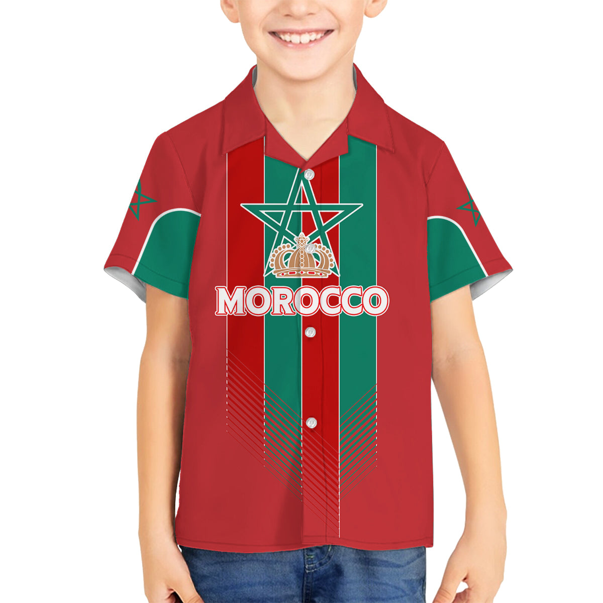 Custom Morocco Football Family Matching Long Sleeve Bodycon Dress and Hawaiian Shirt Nations Cup 2024 Atlas Lions LT7 - Wonder Print Shop
