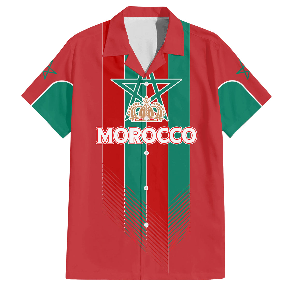 Custom Morocco Football Family Matching Off Shoulder Long Sleeve Dress and Hawaiian Shirt Nations Cup 2024 Atlas Lions - Wonder Print Shop
