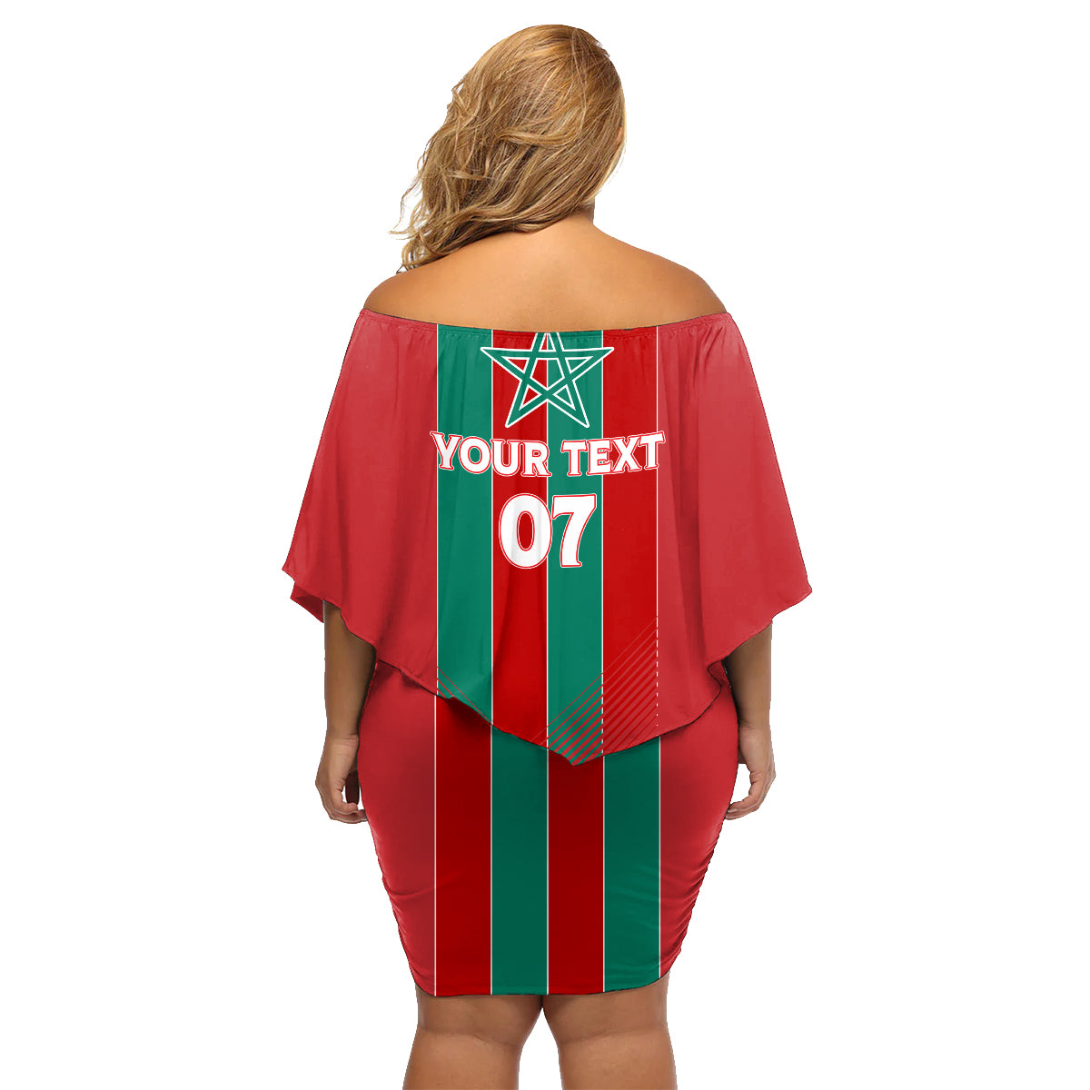 Custom Morocco Football Family Matching Off Shoulder Short Dress and Hawaiian Shirt Nations Cup 2024 Atlas Lions LT7 - Wonder Print Shop
