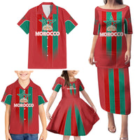 Custom Morocco Football Family Matching Puletasi and Hawaiian Shirt Nations Cup 2024 Atlas Lions - Wonder Print Shop