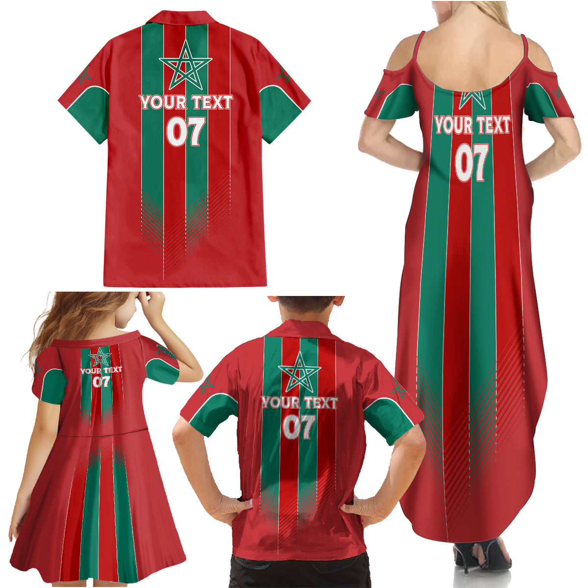 Custom Morocco Football Family Matching Summer Maxi Dress and Hawaiian Shirt Nations Cup 2024 Atlas Lions - Wonder Print Shop