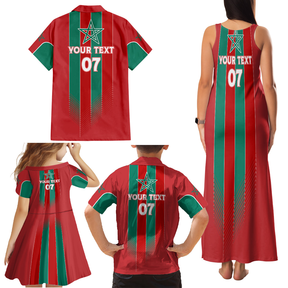 Custom Morocco Football Family Matching Tank Maxi Dress and Hawaiian Shirt Nations Cup 2024 Atlas Lions - Wonder Print Shop