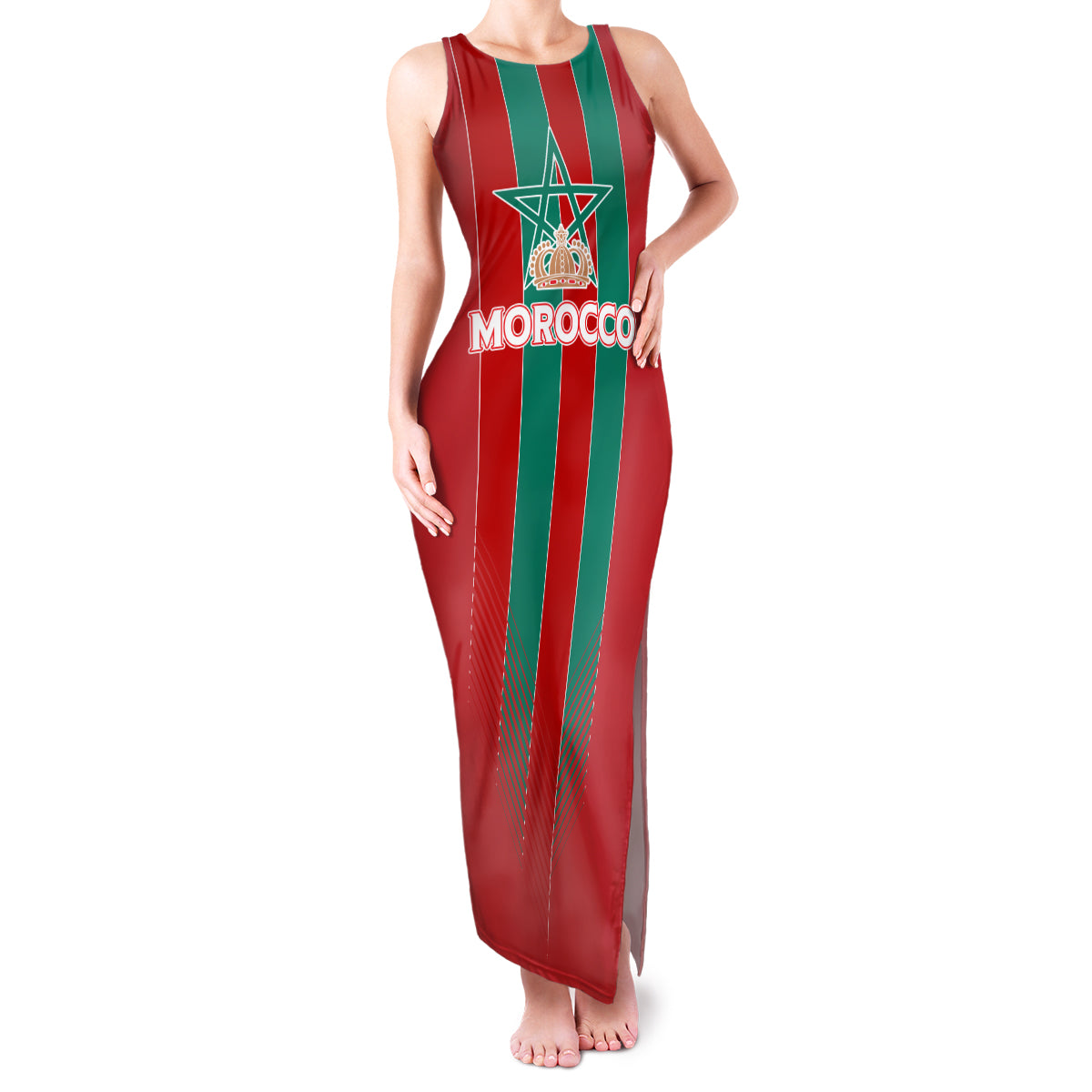Custom Morocco Football Family Matching Tank Maxi Dress and Hawaiian Shirt Nations Cup 2024 Atlas Lions - Wonder Print Shop