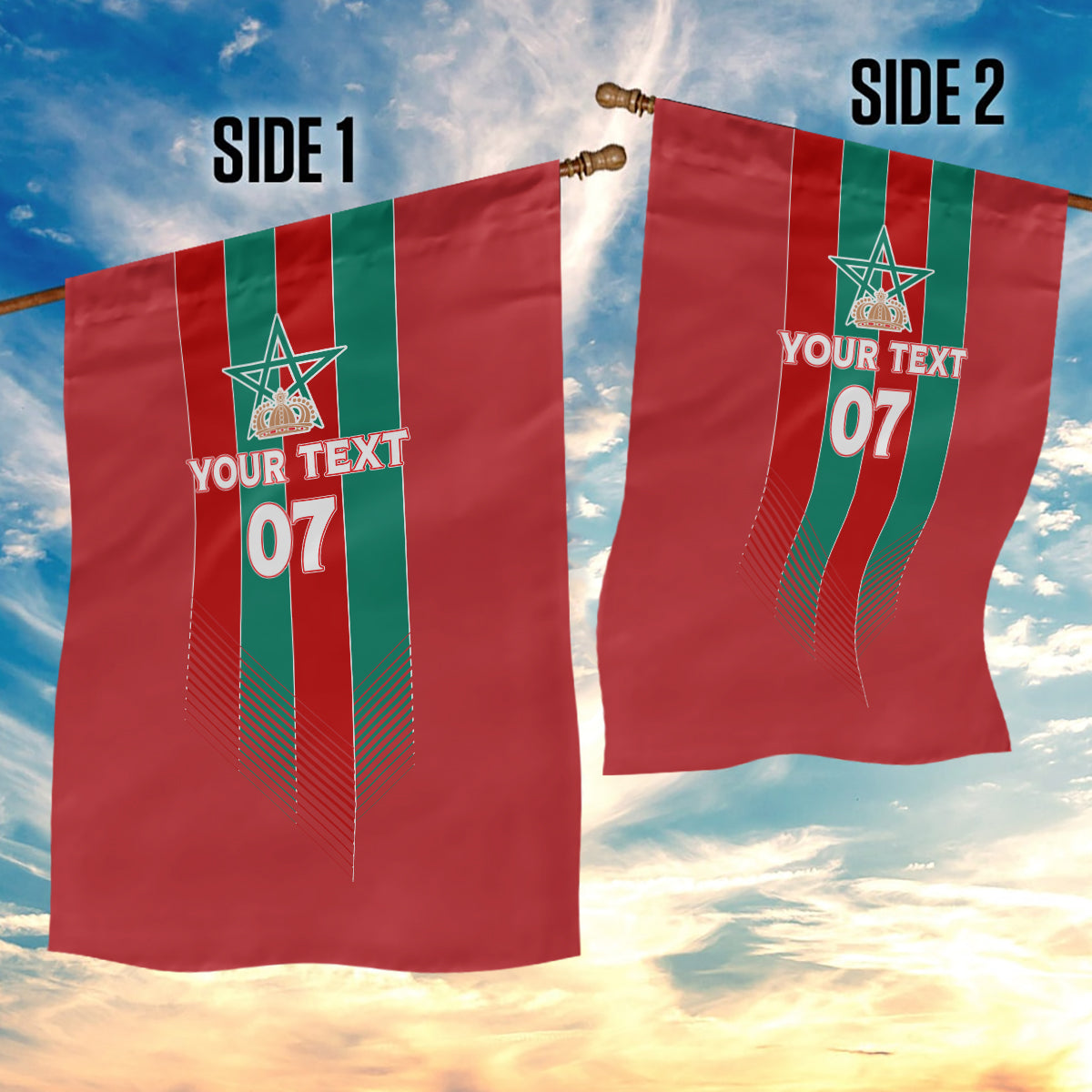 Custom Morocco Football Garden Flag Nations Cup 2024 Atlas Lions - Wonder Print Shop