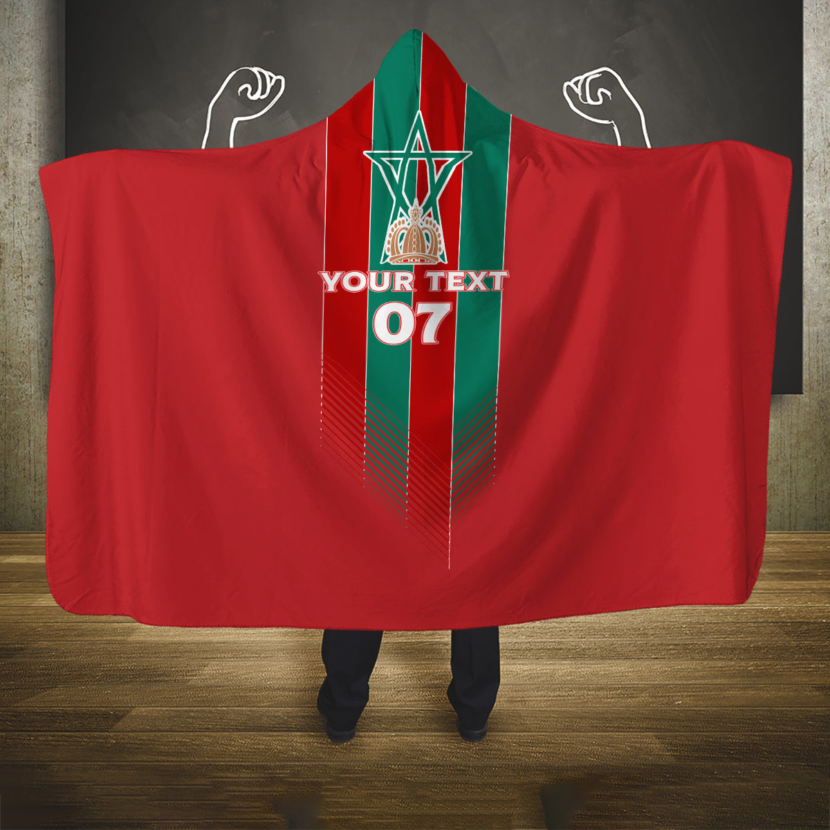Custom Morocco Football Hooded Blanket Nations Cup 2024 Atlas Lions