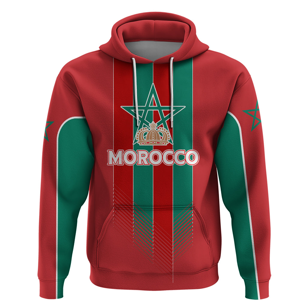 Custom Morocco Football Hoodie Nations Cup 2024 Atlas Lions - Wonder Print Shop