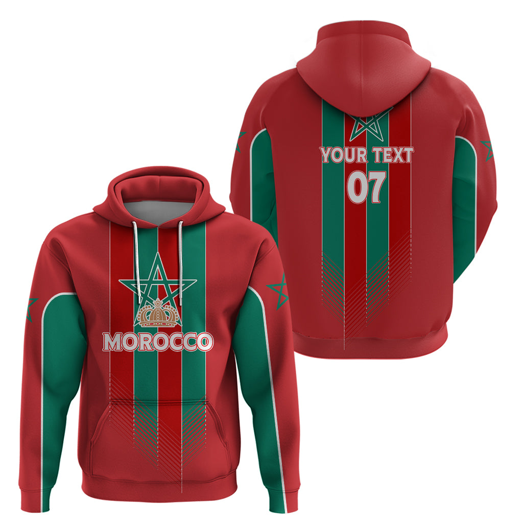 Custom Morocco Football Hoodie Nations Cup 2024 Atlas Lions - Wonder Print Shop
