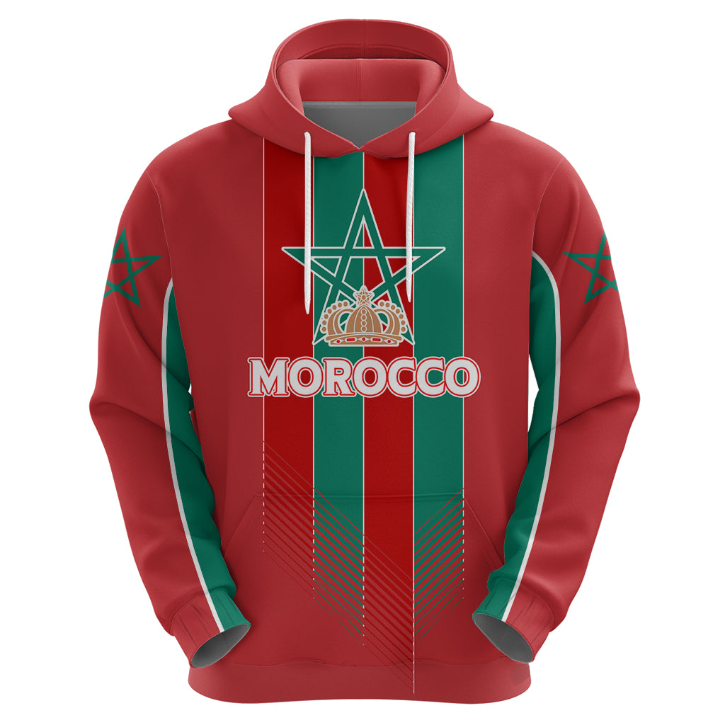 Custom Morocco Football Hoodie Nations Cup 2024 Atlas Lions - Wonder Print Shop