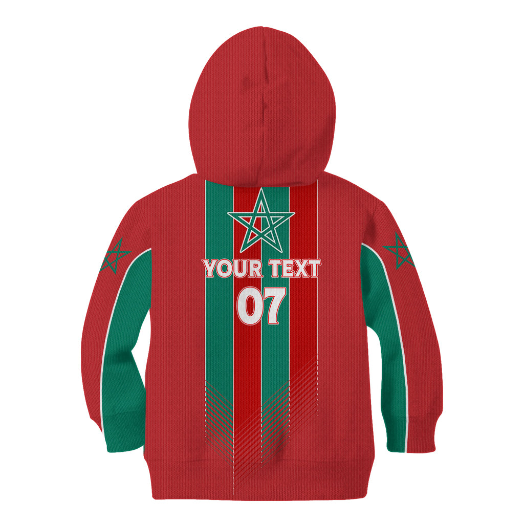 Custom Morocco Football Kid Hoodie Nations Cup 2024 Atlas Lions - Wonder Print Shop
