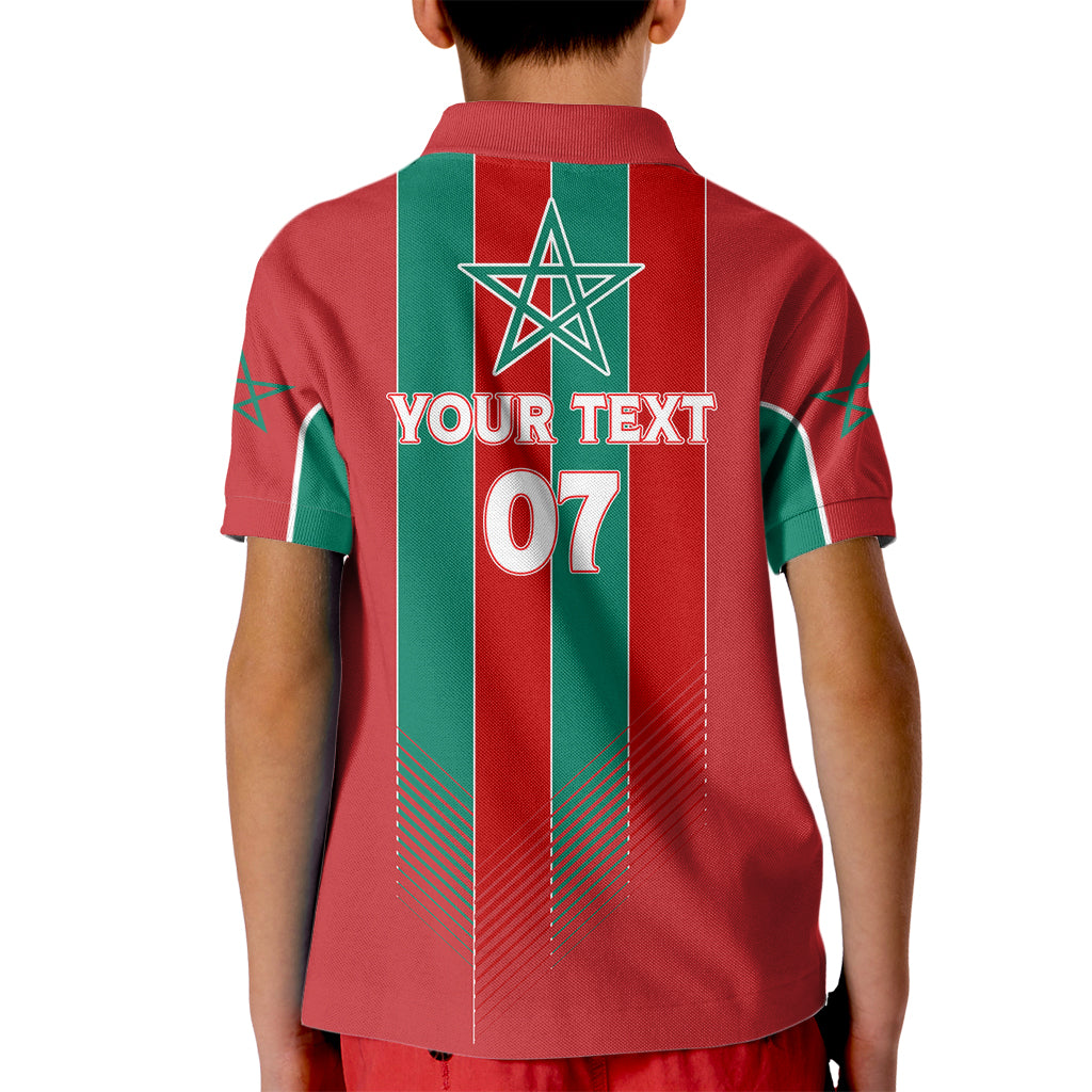 Custom Morocco Football Kid Polo Shirt Nations Cup 2024 Atlas Lions - Wonder Print Shop