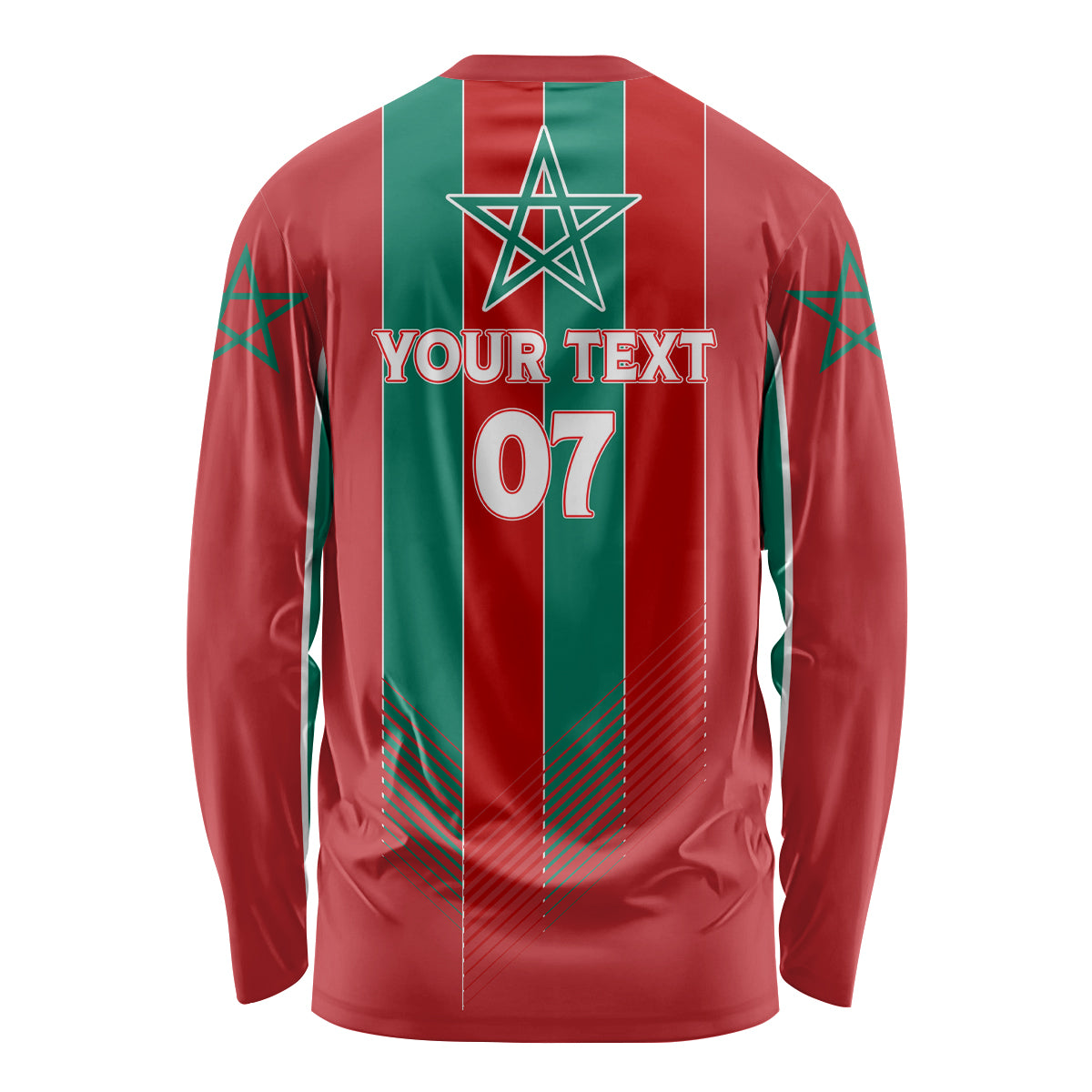 Custom Morocco Football Long Sleeve Shirt Nations Cup 2024 Atlas Lions - Wonder Print Shop