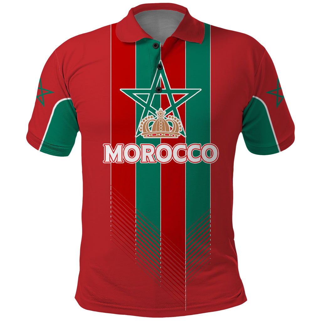 Custom Morocco Football Polo Shirt Nations Cup 2024 Atlas Lions - Wonder Print Shop