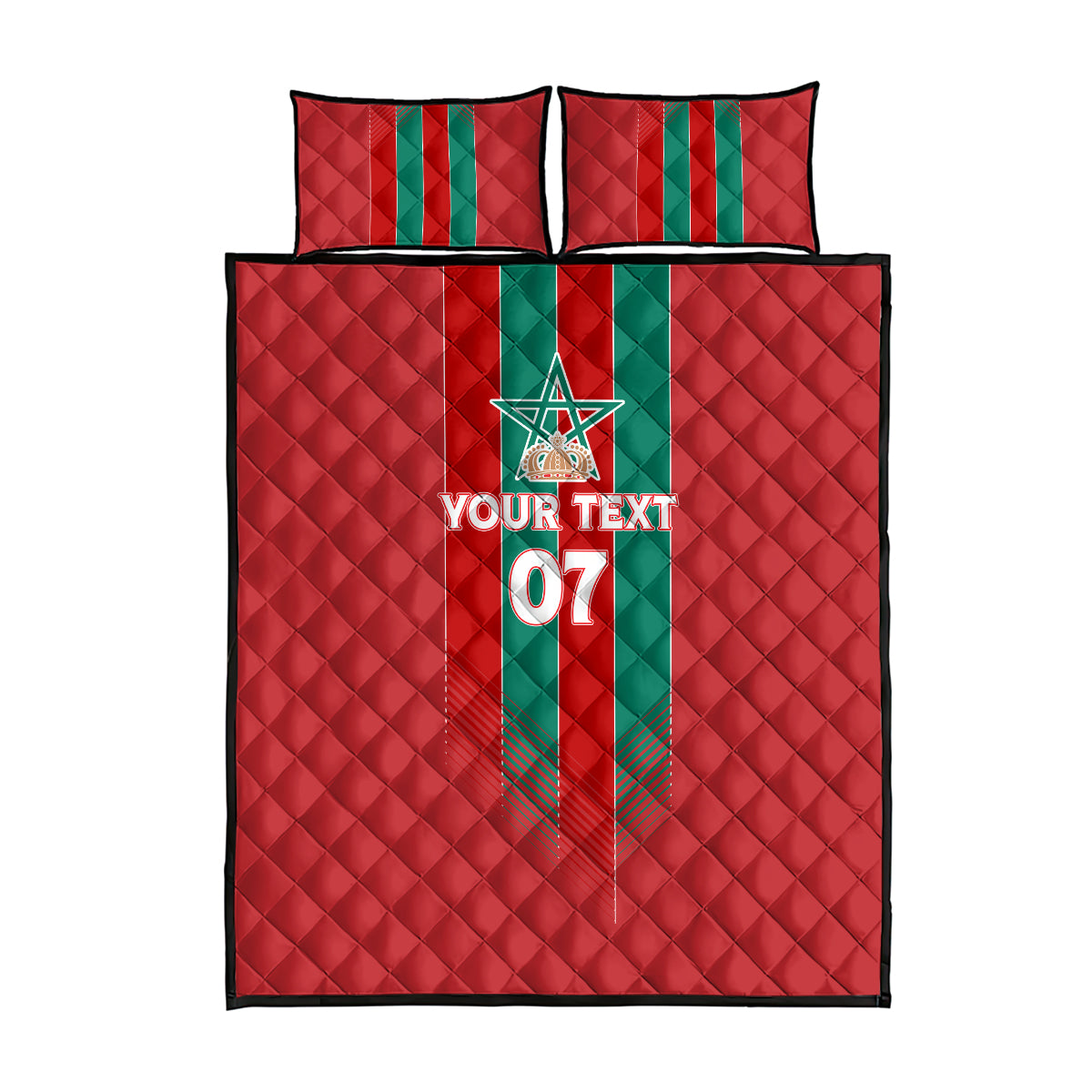 Custom Morocco Football Quilt Bed Set Nations Cup 2024 Atlas Lions - Wonder Print Shop