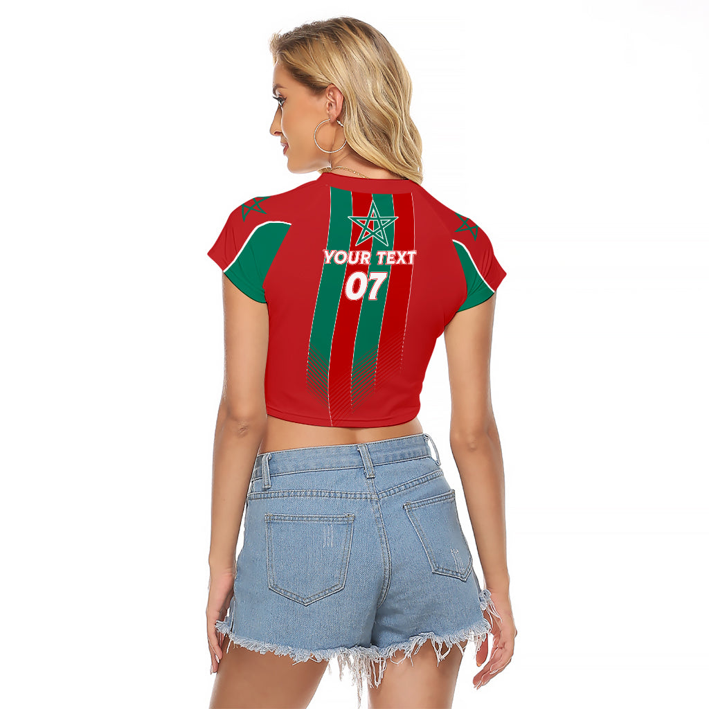 Custom Morocco Football Raglan Cropped T Shirt Nations Cup 2024 Atlas Lions - Wonder Print Shop