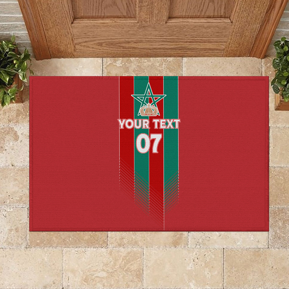 Custom Morocco Football Rubber Doormat Nations Cup 2024 Atlas Lions - Wonder Print Shop