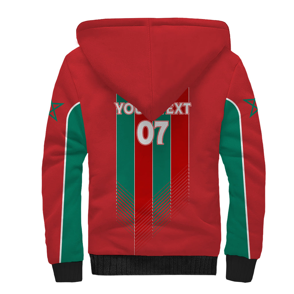 Custom Morocco Football Sherpa Hoodie Nations Cup 2024 Atlas Lions - Wonder Print Shop