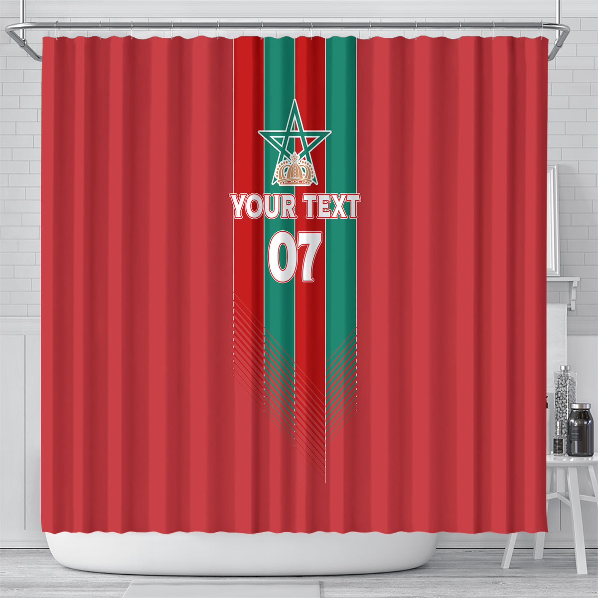 Custom Morocco Football Shower Curtain Nations Cup 2024 Atlas Lions