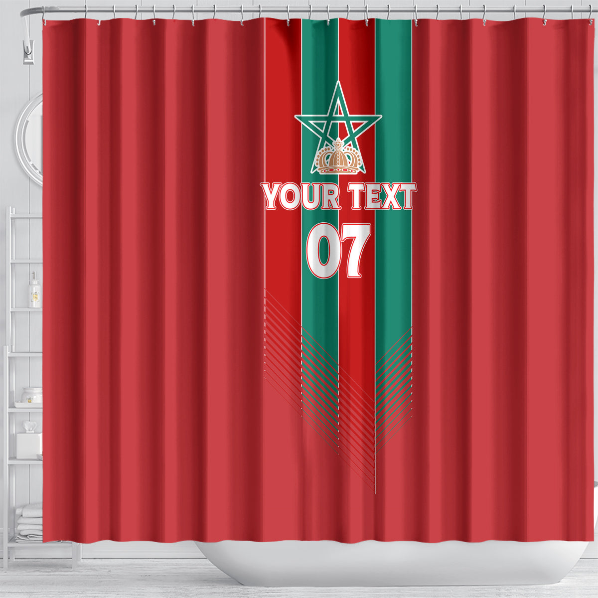 Custom Morocco Football Shower Curtain Nations Cup 2024 Atlas Lions