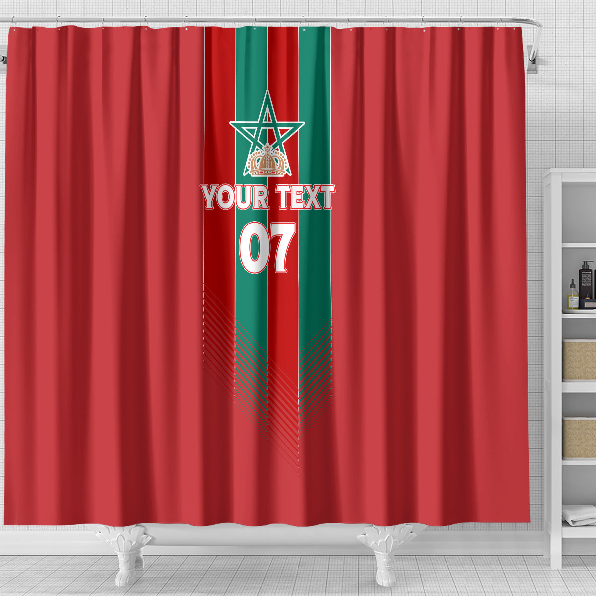 Custom Morocco Football Shower Curtain Nations Cup 2024 Atlas Lions