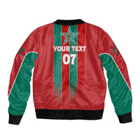Custom Morocco Football Sleeve Zip Bomber Jacket Nations Cup 2024 Atlas Lions - Wonder Print Shop