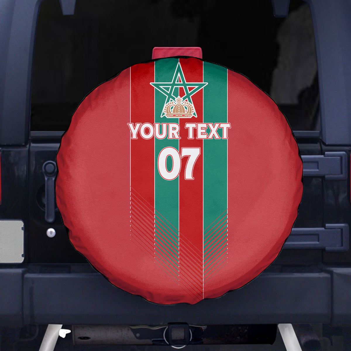 Custom Morocco Football Spare Tire Cover Nations Cup 2024 Atlas Lions - Wonder Print Shop