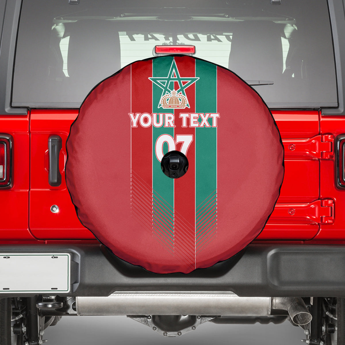 Custom Morocco Football Spare Tire Cover Nations Cup 2024 Atlas Lions - Wonder Print Shop