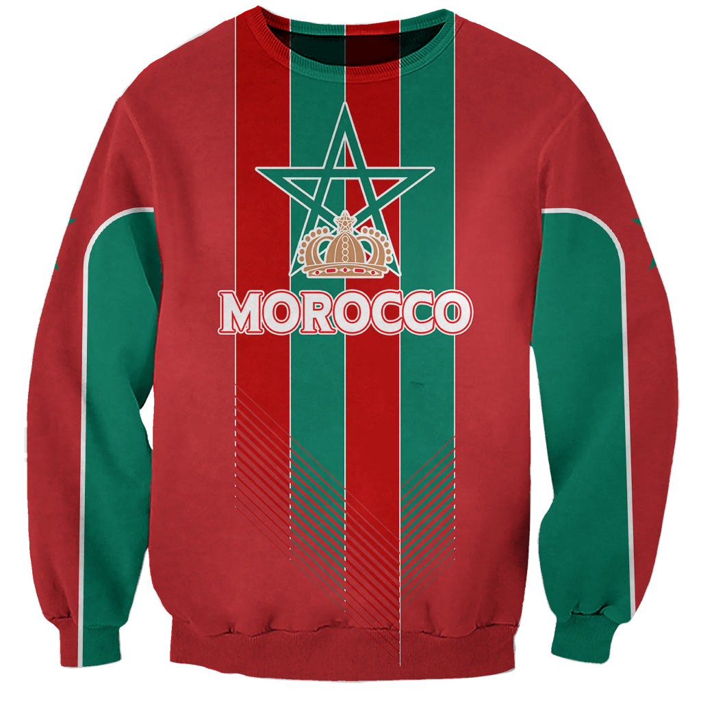 Custom Morocco Football Sweatshirt Nations Cup 2024 Atlas Lions - Wonder Print Shop