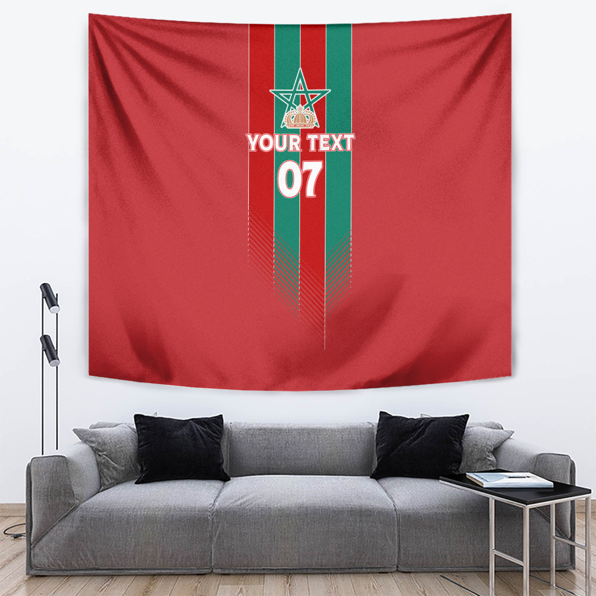Custom Morocco Football Tapestry Nations Cup 2024 Atlas Lions - Wonder Print Shop