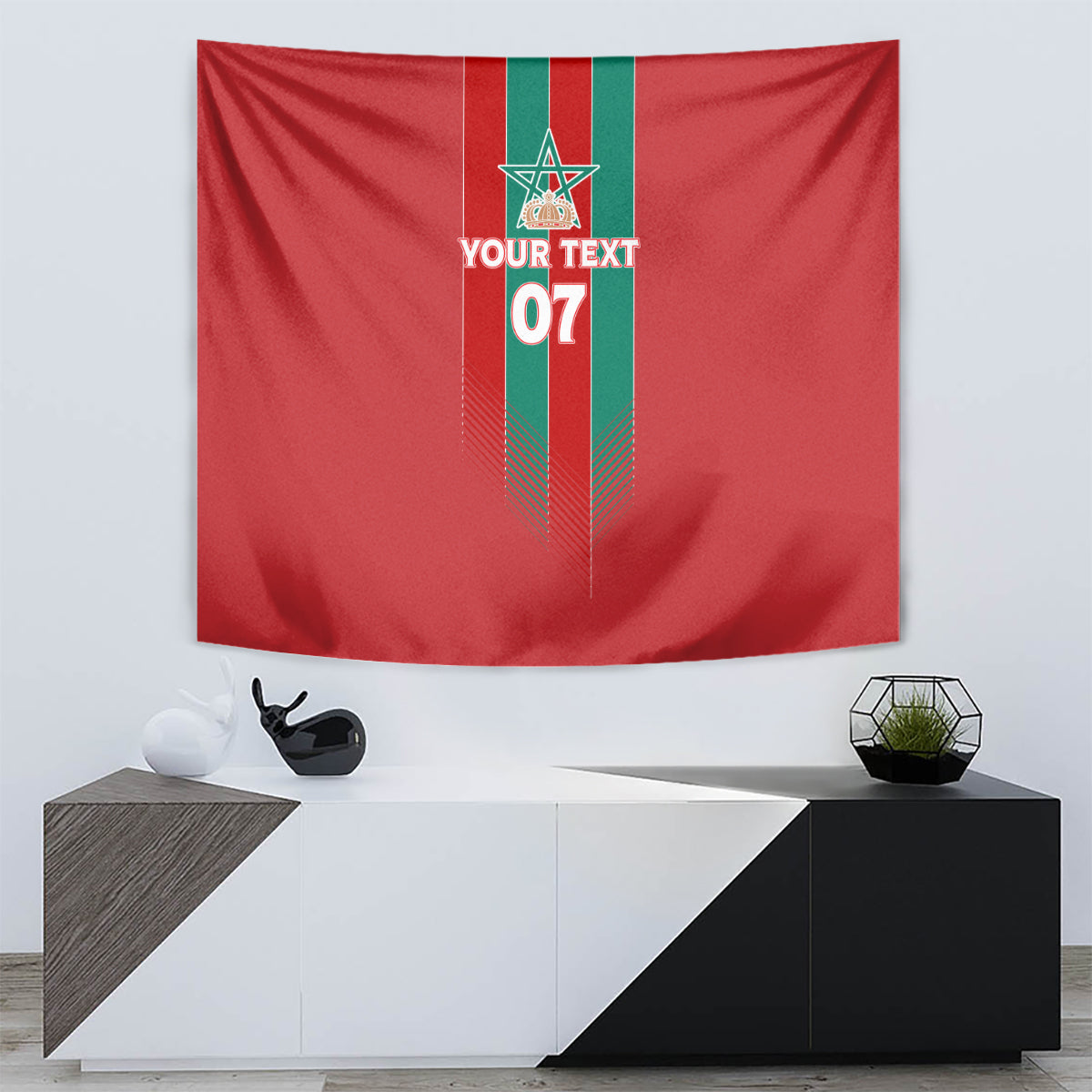 Custom Morocco Football Tapestry Nations Cup 2024 Atlas Lions - Wonder Print Shop