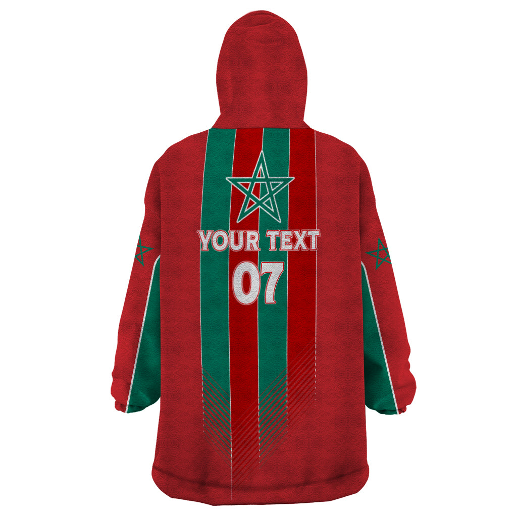 Custom Morocco Football Wearable Blanket Hoodie Nations Cup 2024 Atlas Lions - Wonder Print Shop