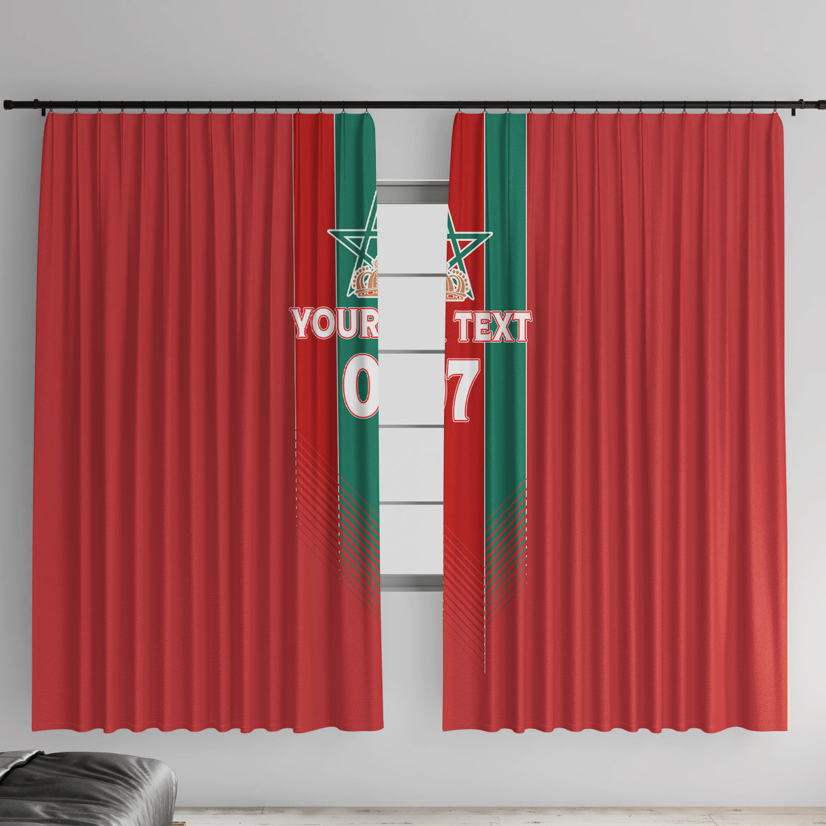 Custom Morocco Football Window Curtain Nations Cup 2024 Atlas Lions - Wonder Print Shop