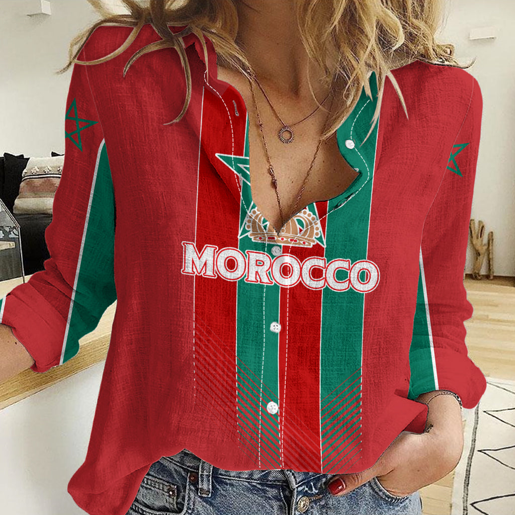 Custom Morocco Football Women Casual Shirt Nations Cup 2024 Atlas Lions