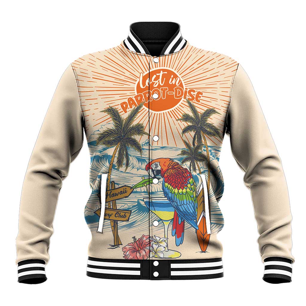 Personalized Christmas In July - Hawaii Retro Baseball Jacket Lost In Parrot-dise