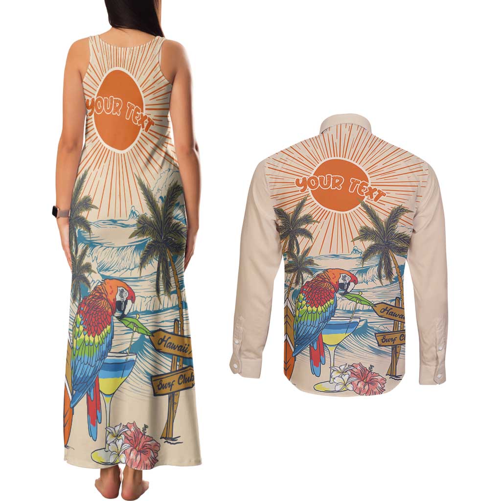 Personalized Christmas In July - Hawaii Retro Couples Matching Tank Maxi Dress and Long Sleeve Button Shirt Lost In Parrot-dise