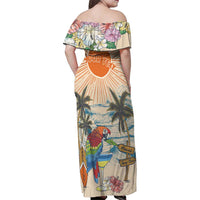 Personalized Christmas In July - Hawaii Retro Family Matching Off Shoulder Maxi Dress and Hawaiian Shirt Lost In Parrot-dise