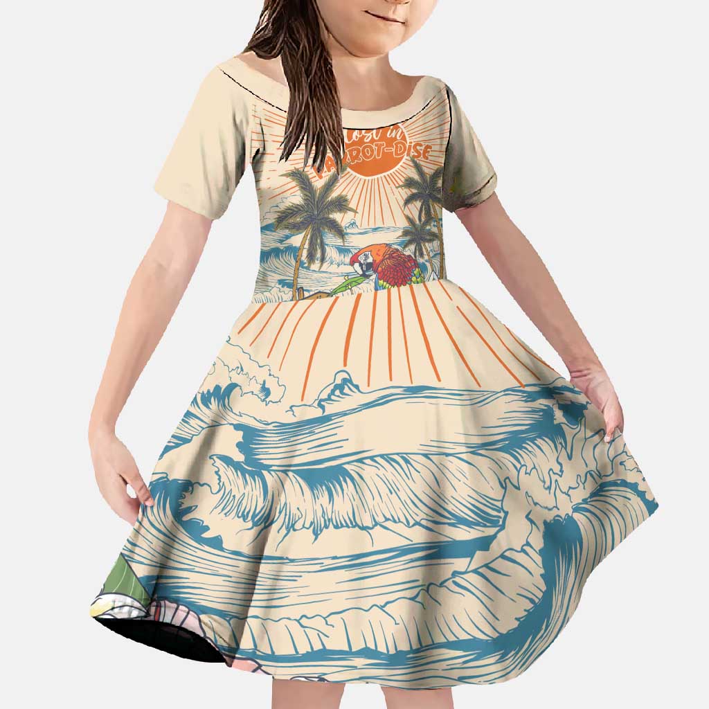 Personalized Christmas In July - Hawaii Retro Family Matching Tank Maxi Dress and Hawaiian Shirt Lost In Parrot-dise