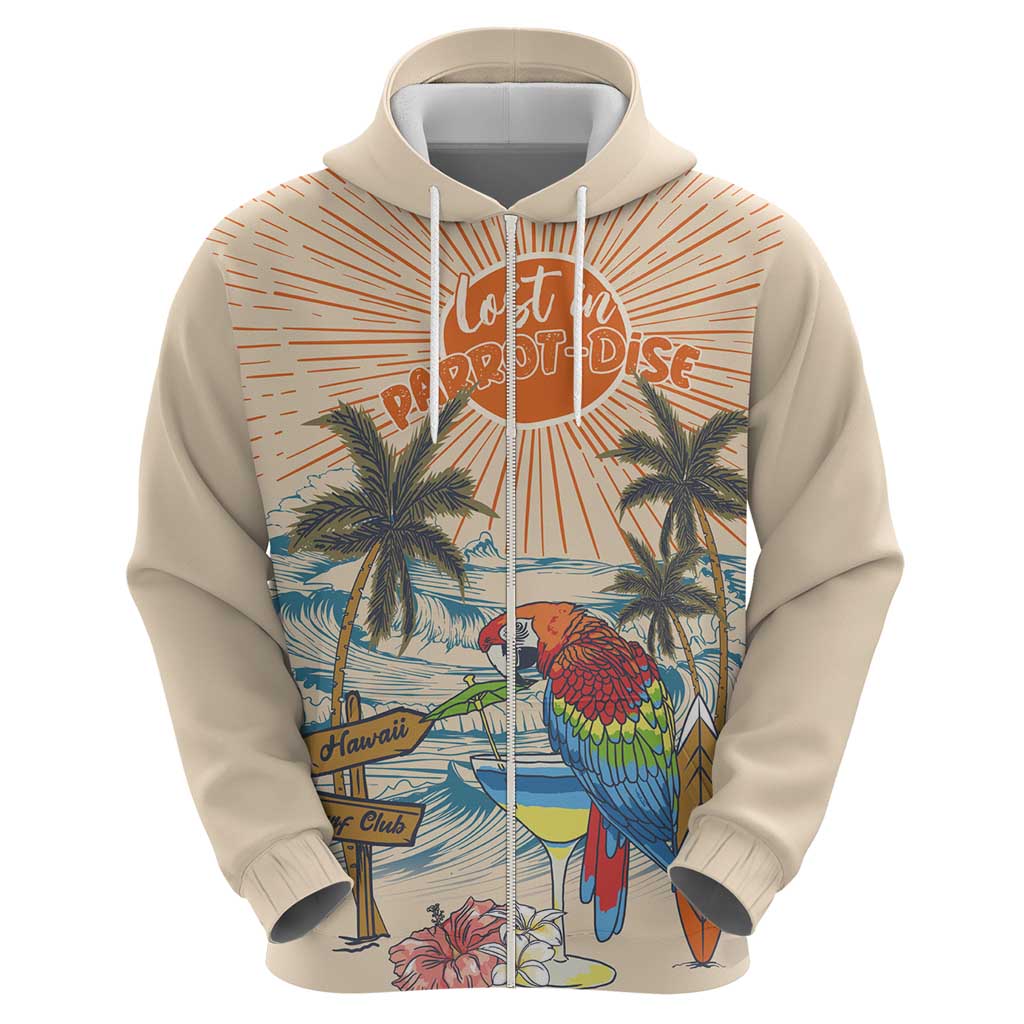 Personalized Christmas In July - Hawaii Retro Hoodie Lost In Parrot-dise