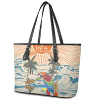Christmas In July - Hawaii Retro Leather Tote Bag Lost In Parrot-dise
