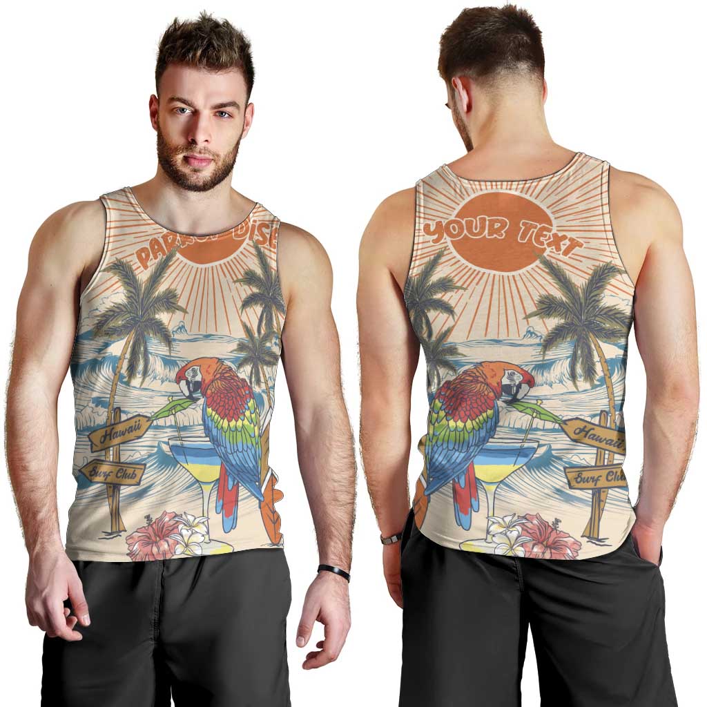 Personalized Christmas In July - Hawaii Retro Men Tank Top Lost In Parrot-dise
