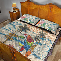 Christmas In July - Hawaii Retro Quilt Bed Set Lost In Parrot-dise
