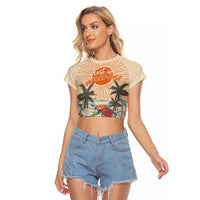 Personalized Christmas In July - Hawaii Retro Raglan Cropped T Shirt Lost In Parrot-dise