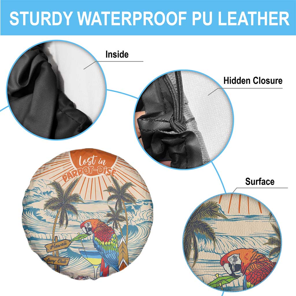 Christmas In July - Hawaii Retro Spare Tire Cover Lost In Parrot-dise