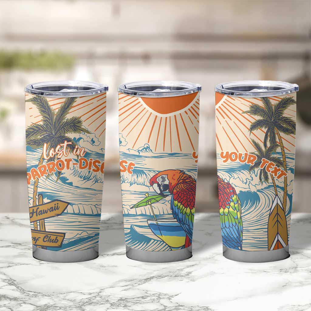 Personalized Christmas In July - Hawaii Retro Tumbler Cup Lost In Parrot-dise