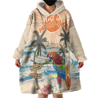 Personalized Christmas In July - Hawaii Retro Wearable Blanket Hoodie Lost In Parrot-dise