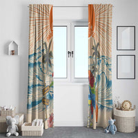Christmas In July - Hawaii Retro Window Curtain Lost In Parrot-dise